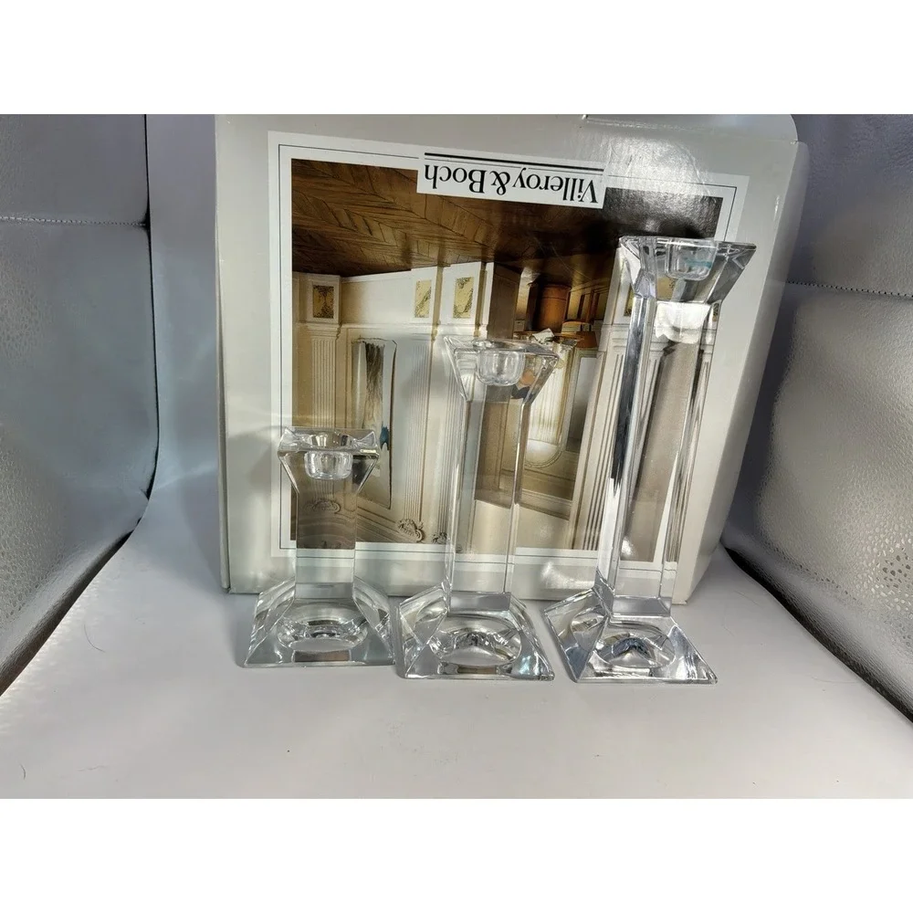 Villeroy & Boch Lead‎ Crystal Candlesticks Made In Germany Set Of 3